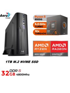   Vékony Office PC:  AMD Ryzen 5 8500G 6 magos CPU+32GB DDR5 RAM+1TB SSD