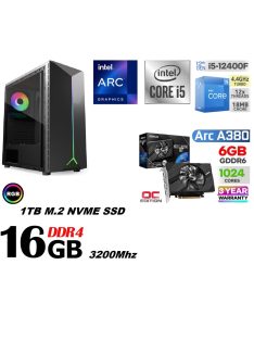   Kezdő Gamer PC: Intel Core i5 6magos CPU+Intel ARC A380 6GB VGA+16GB DDR4 RAM+1TB SSD